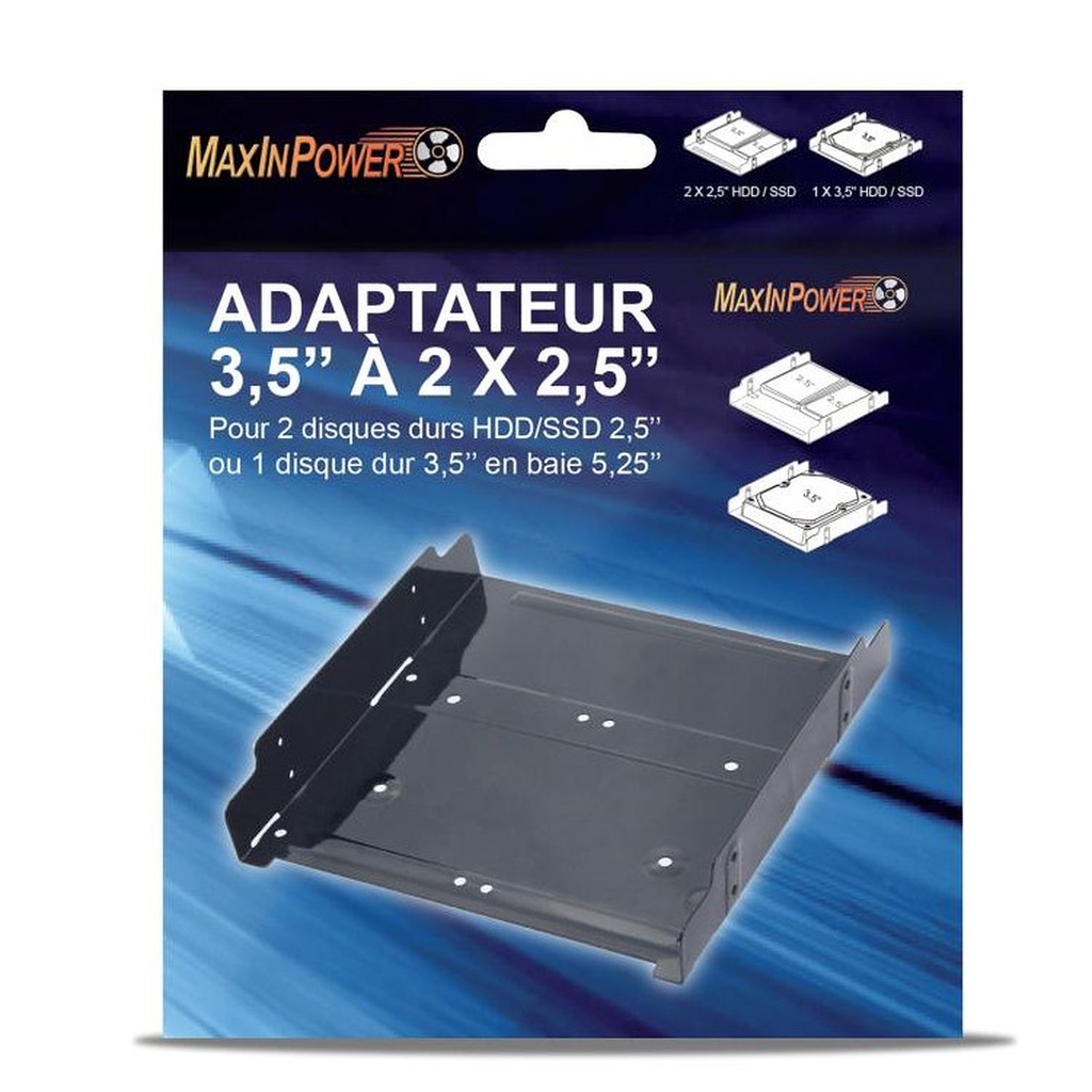 Rack 5.25" pour 2 x 2.5" ou 1 x 3.5" Maxinpower