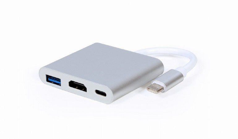 Adaptateur USB 3.1 Type C M vers HDMI F 0.15M + USB 3.1A F + Type C F