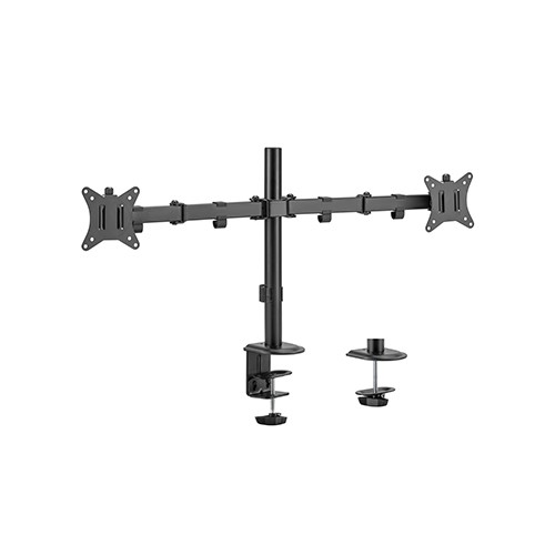 Support 2 écrans Gembird 281102 , fixation à pince, inclinable, Vesa 100 x 100 - Noir