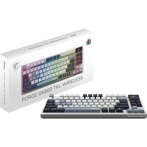 Clavier sans fil mécanique MSI GK600 RGB TKL Sky (blanc)