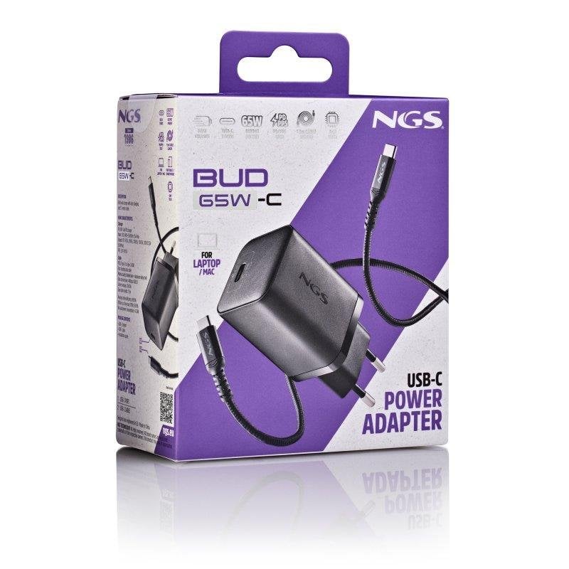 Chargeur secteur USB Type C + 1 câble USB-C > USB-C 1.5M 65W PD NGS (Noir)