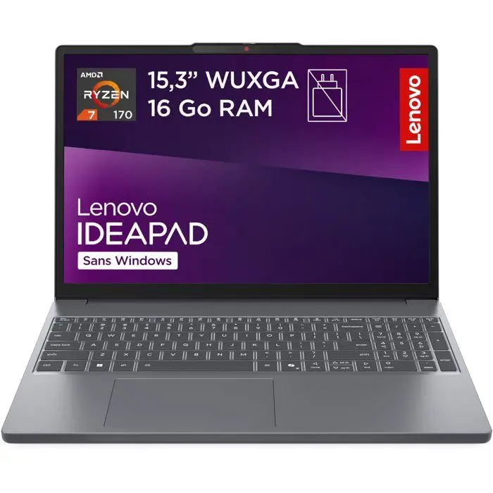 Lenovo 15.6" Ideapad Ryzen 7 170/ 16Go /SSD 512Go/ FHD IPS/Windows 11 Familial