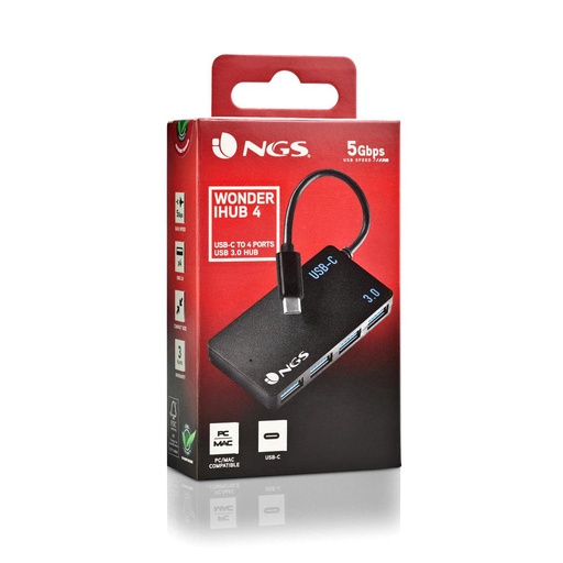 [WONDERIHUB4] Hub USB Type C 4 Ports USB 3.0 NGS Wonder iHub4