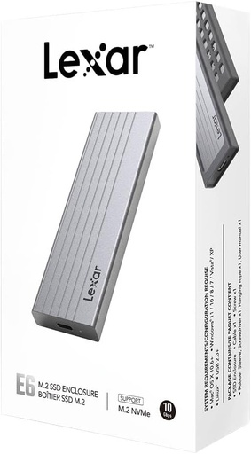 [LPAE06N-RNBNG] Boitier externe USB 3.2 Lexar E6 - NVMe M.2 Type 2280 (Argent)