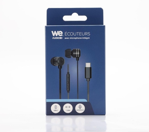 [WEINTRAMICUSBCN3] Ecouteurs filaire intra USB Type C WE avec micro intégré - Noirs